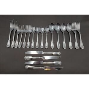 Towle LONDON SHELL Stainless JAPAN Flatware Set of 20 Supreme Cutlery Vtg